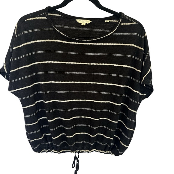 Max Studio Tops - Max Studio Black & White Striped Short Sleeve Tee